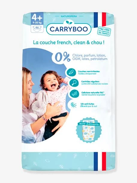46 Couches Dermo-sensitives T4+ (9-20 Kg) CARRYBOO Blanc - Carryboo 3 46 Couches Dermo-sensitives T4+ (9-20 Kg) CARRYBOO Blanc - Carryboo