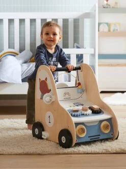 Chariot De Marche Avec Freins EN VOITURE SIMON En Bois FSC® Multicolore - Vertbaudet -Produits Pour Bébés Magasin chariot de marche avec freins en voiture simon en bois fsc 3