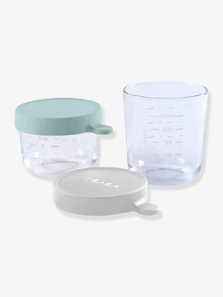 Coffret De 2 Pots De Conservation En Verre BEABA Airy Green/ Light Mist - Beaba 3 Coffret De 2 Pots De Conservation En Verre BEABA Airy Green/ Light Mist - Beaba