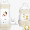 Coffret Naissance Biberons + Tétines + Sucette MAM Lin - Mam -Produits Pour Bébés Magasin coffret naissance biberons tetines sucette mam