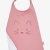 Grand Bavoir Brodé Animaux Rose Poudré/chat - Vertbaudet -Produits Pour Bébés Magasin grand bavoir brode animaux