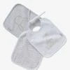 Les 3 Bavoirs à Liens En Gaze De Coton Blanc/gris - Vertbaudet -Produits Pour Bébés Magasin les 3 bavoirs a liens en gaze de coton