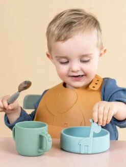 Produits Pour Bébés Magasin -Produits Pour Bébés Magasin lot de 2 bavoirs avec recuperateur done by deer peekaboo elephant en silicone 1