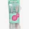 Lot De 2 Cuillères Ergonomiques D'apprentissage + Boîte De Transport BEABA Rose/gris - Beaba -Produits Pour Bébés Magasin lot de 2 cuilleres ergonomiques dapprentissage boite de transport beaba