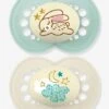 Lot De 2 Sucettes En Silicone MAM Nuit 18+ Vert + Bleu - Mam -Produits Pour Bébés Magasin lot de 2 sucettes en silicone mam nuit 18