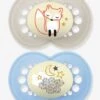 Lot De 2 Sucettes En Silicone MAM Nuit 6+ Beige + Bleu - Mam -Produits Pour Bébés Magasin lot de 2 sucettes en silicone mam nuit 6