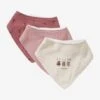 Lot De 3 Bavoirs Bandanas En Gaze De Coton / éponge Rose Grenier - Vertbaudet -Produits Pour Bébés Magasin lot de 3 bavoirs bandanas en gaze de coton eponge
