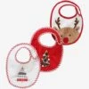 Lot De 3 Bavoirs Bébé Spécial Noël Capsule Famille Rouge/écru - Vertbaudet -Produits Pour Bébés Magasin lot de 3 bavoirs bebe special noel capsule famille