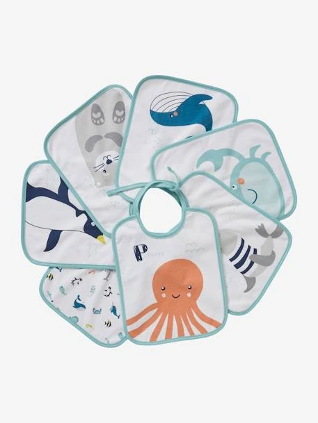 Lot De 7 Bavoirs Bébé Imprimés Fond Blanc - Vertbaudet 3 Lot De 7 Bavoirs Bébé Imprimés Fond Blanc - Vertbaudet