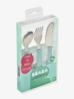 Set 3 Couverts D'apprentissage Inox BEABA Airy Green - Beaba -Produits Pour Bébés Magasin set 3 couverts dapprentissage inox beaba 2