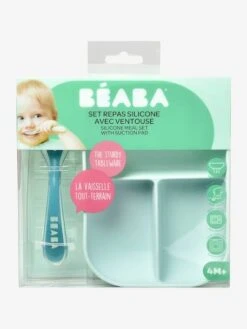 Set Vaisselle 2 Pièces Silicone BEABA Gris Clair - Beaba -Produits Pour Bébés Magasin set vaisselle 2 pieces silicone beaba 1