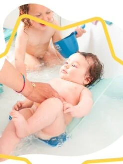 Transat De Bain Ergo Ludique BADABULLE Bleu Blanc - Badabulle -Produits Pour Bébés Magasin transat de bain ergo ludique badabulle 4
